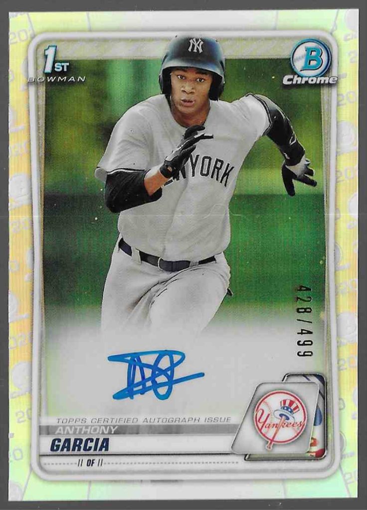 2020 Bowman Chrome Prospect Autographs CPA-AG Anthony Garcia Refractor